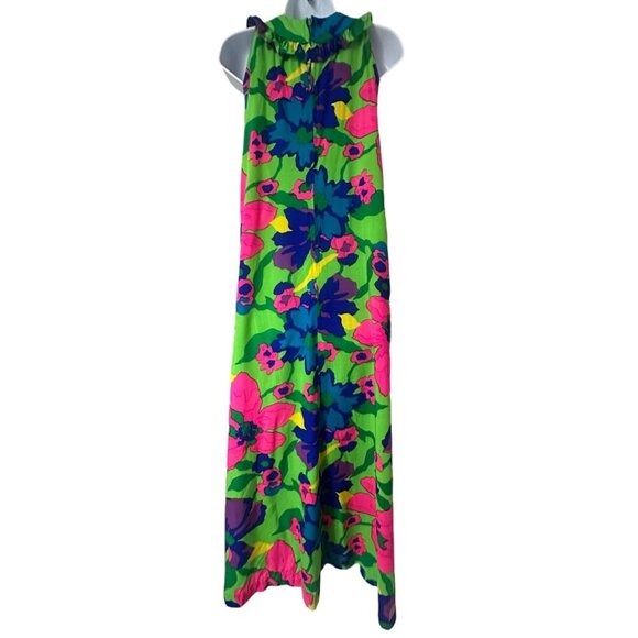 Vintage Rare 1960’s Psychedelic Vibrant Floral Hawaiian A-Line  Maxi Dress Small - Picture 4 of 13